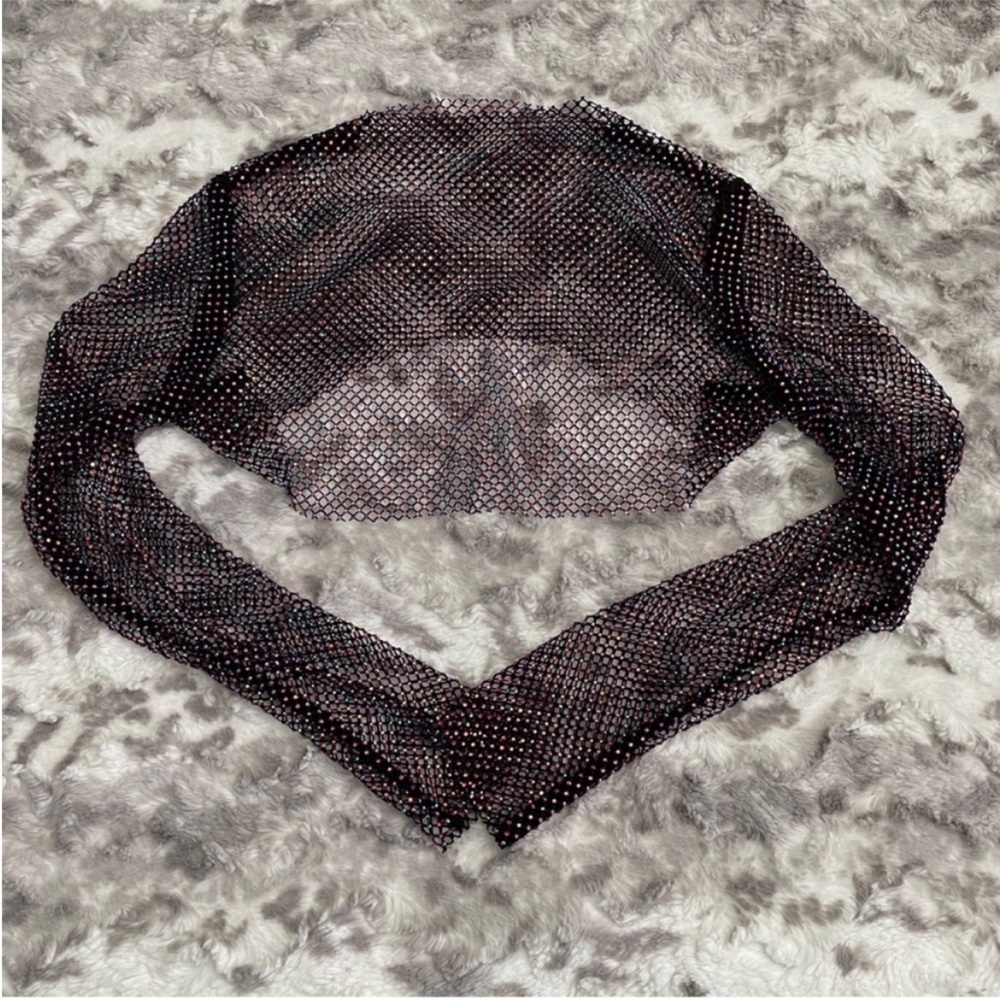 Freedom Rave Wear Red Rhinestone Fishnet Baelien Sleeves